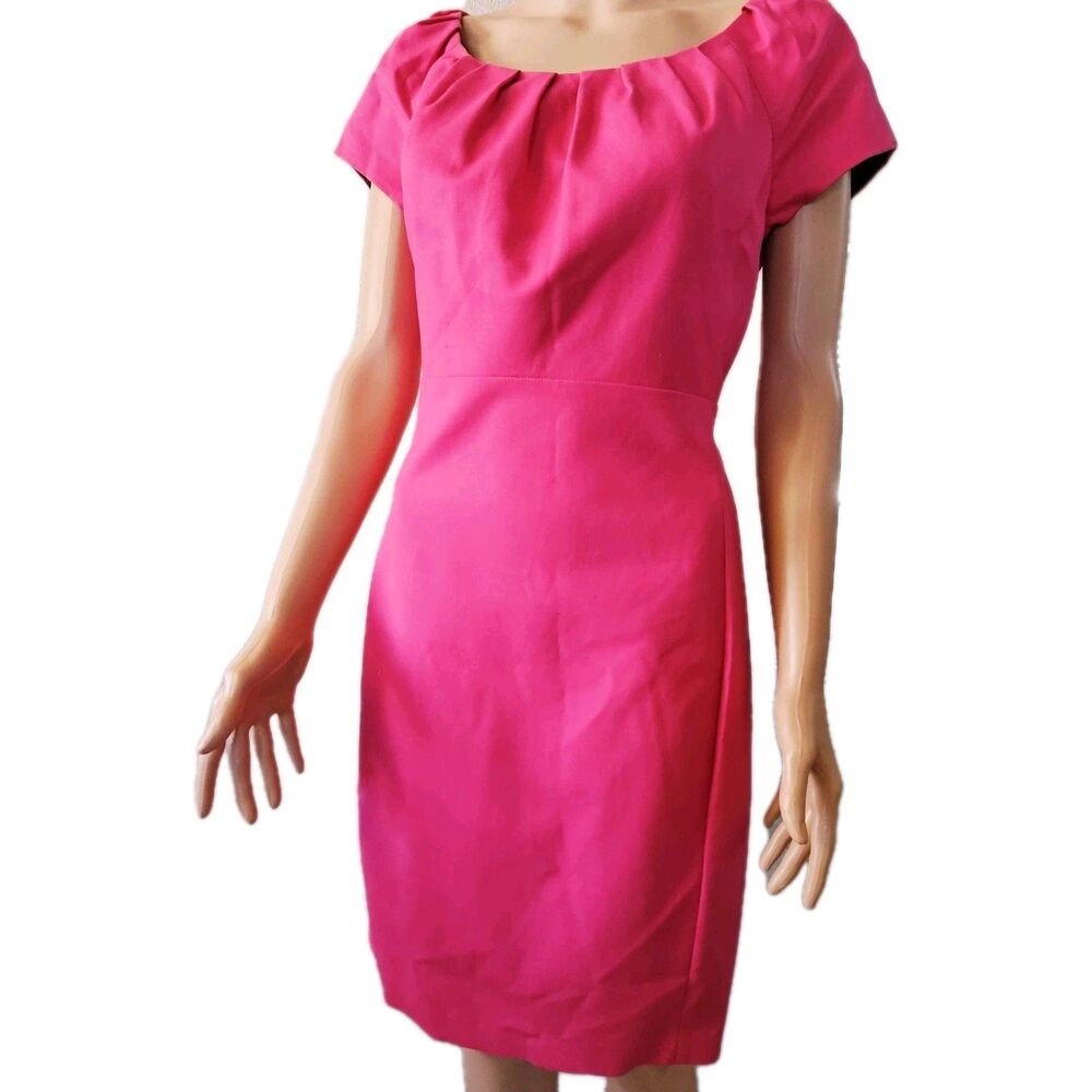 Tahari Pink Cap Sleeve Sheath Midi Dress Size 4